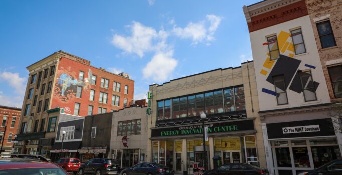 A historic downtown in Vermont.
