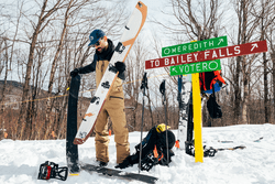 A person prepared to snowboard.