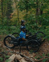 Mountain biking during autumn.