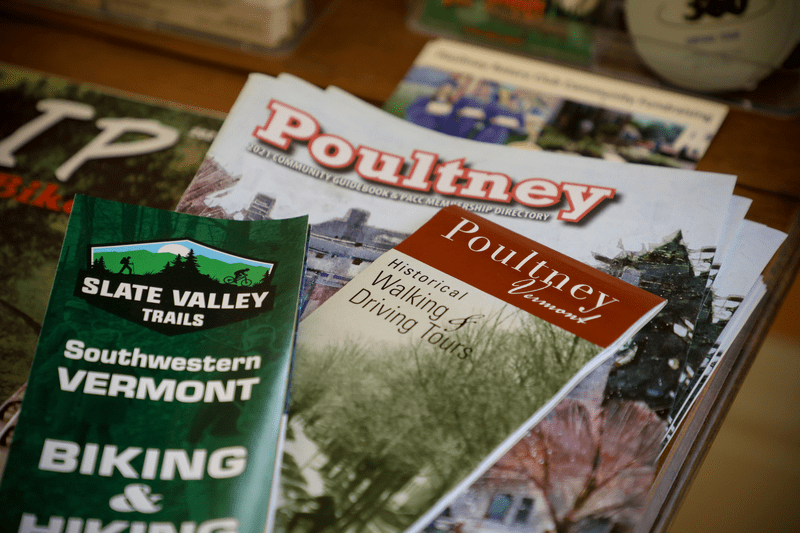 A collection of print collateral for Poultney, Vermont.