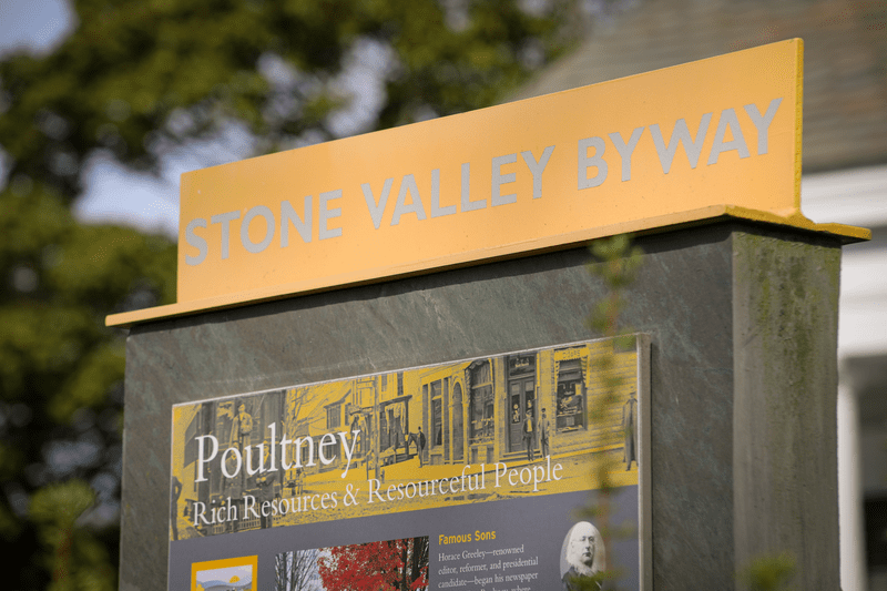 A kiosk for the Stone Valley Byway, in Poultney, Vermont.