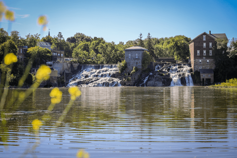 Vergennes Falls Park on a sunny day.