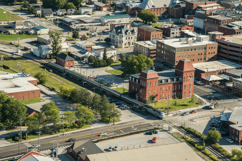 An aerial view of St. Albans, Vermont.