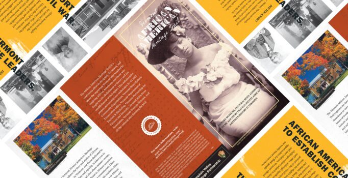 Printed brochure covers of the African American Heritage Trail.