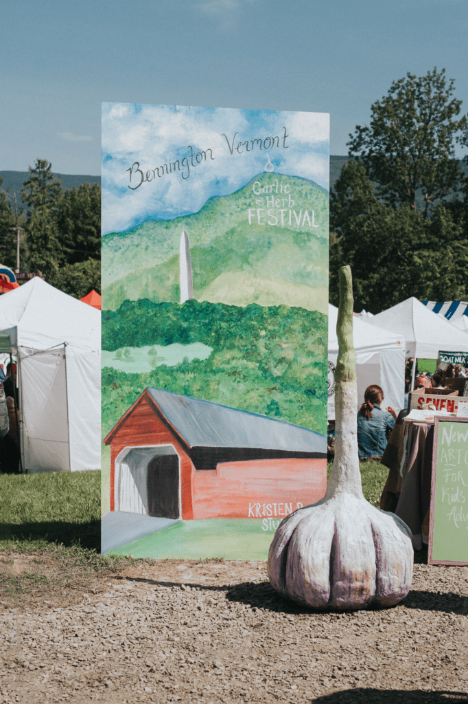 Garlic Festival painted backdrop, in Bennington, Vermont.