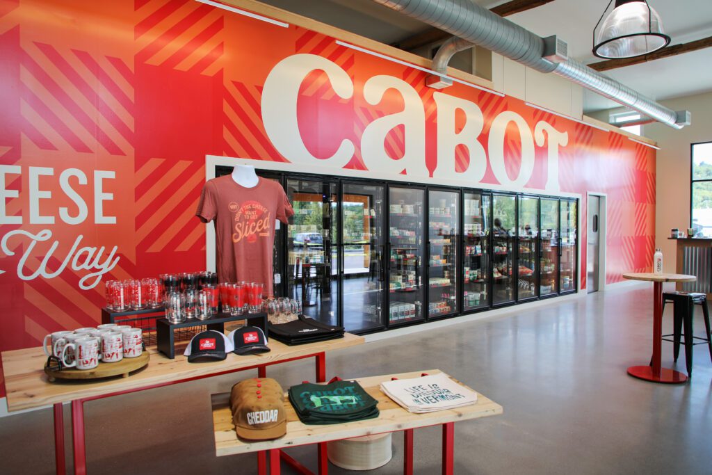 Cabot coolers at the Hardwick Visitors’ Center Cabot Store.