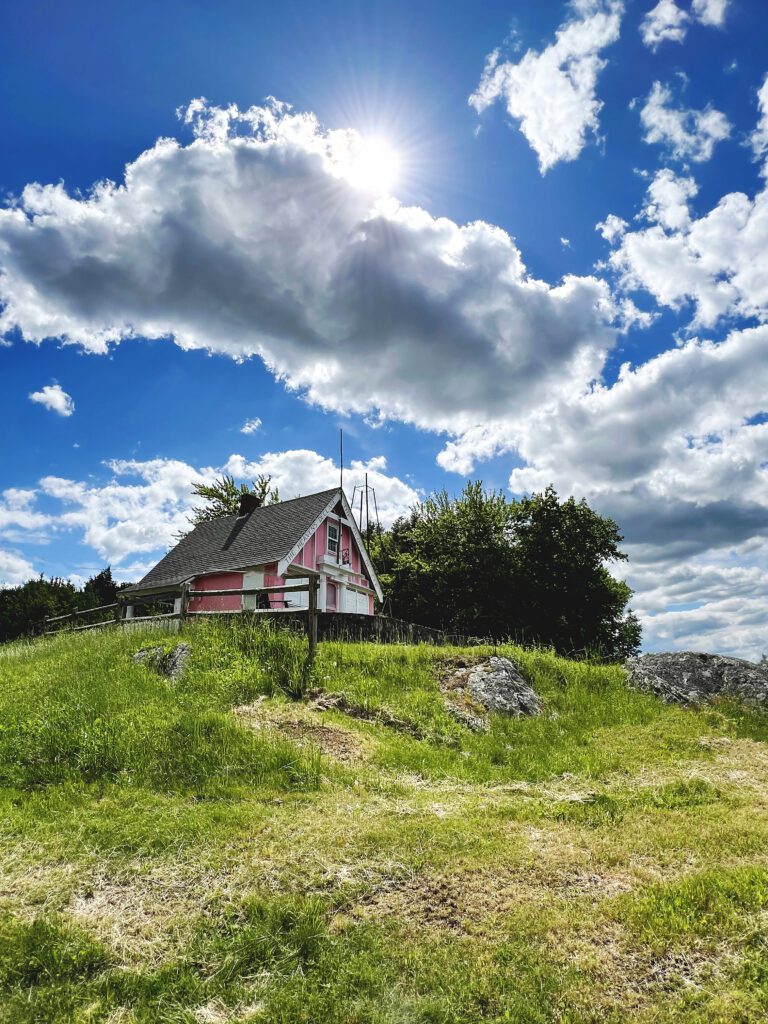 Pink structure at the Stellafane Observatory.