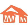 Cartoon illustration of a pumpkin-colored bridge.